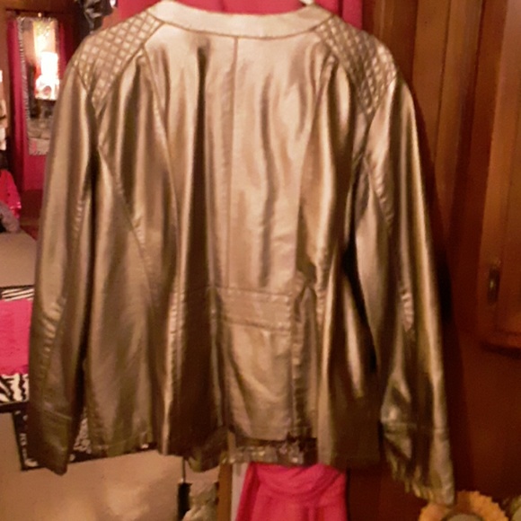 Faux Leather Jacket, Charter Club, pewter silver - Picture 2 of 3